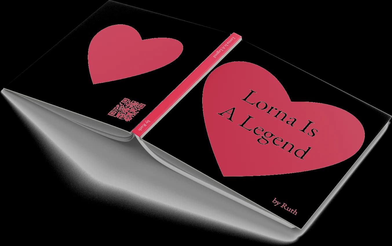 A finished hardback, closed, its cover reading “Lorna Is A Legend”